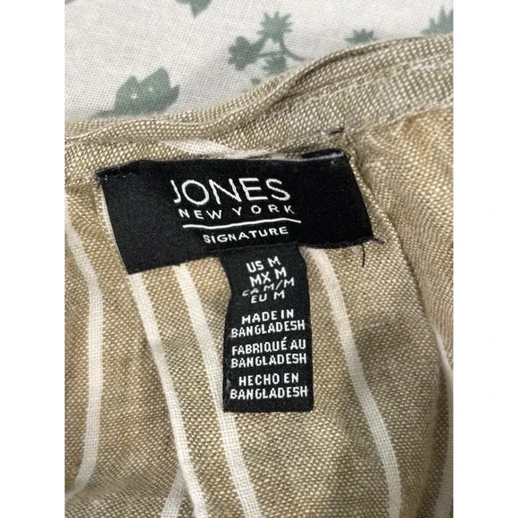 Bundle 100% Linen Tops Women M Ellen Tracy Jones NY Striped Short Sleeve Summer - Picture 7 of 13